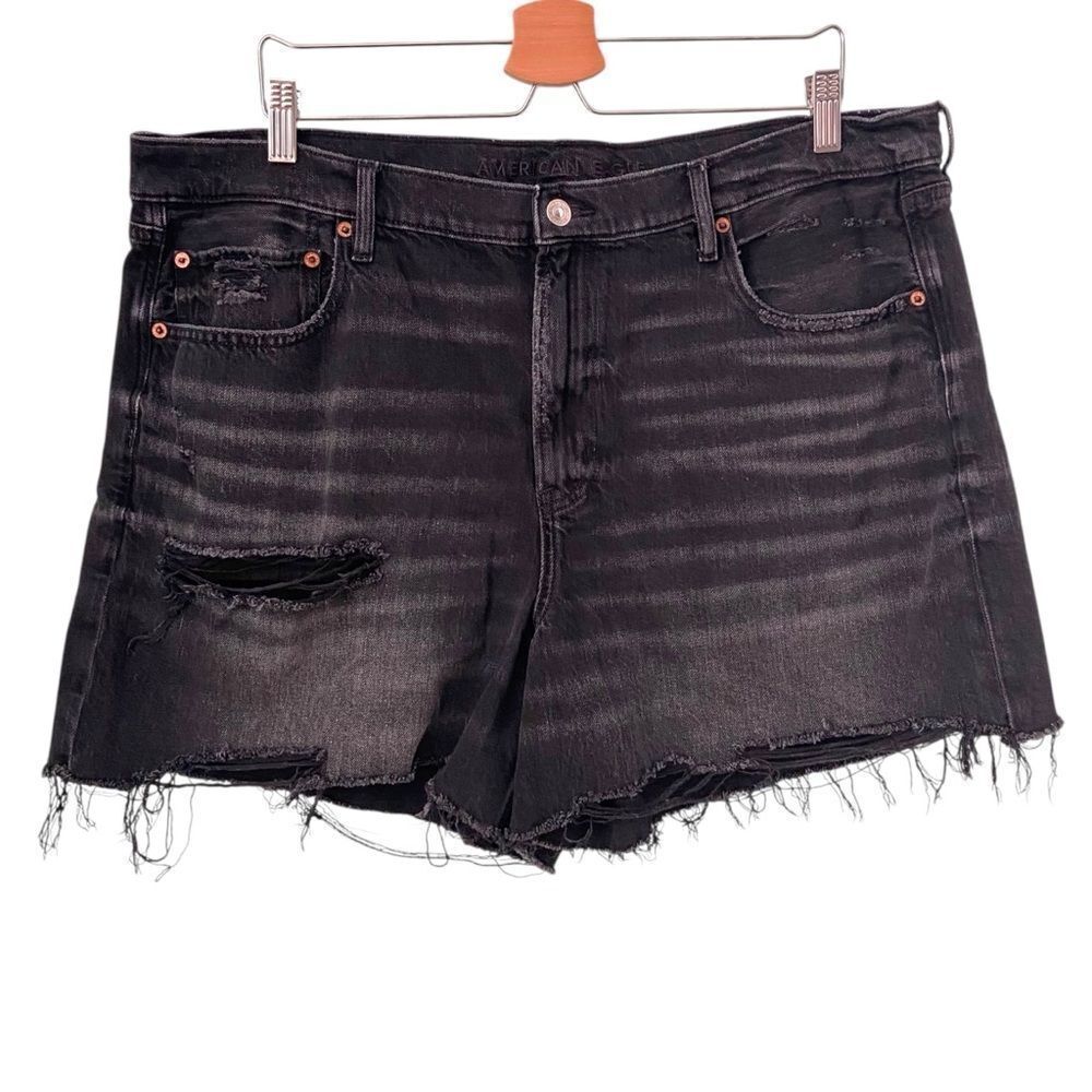 American Eagle Outfitters Strigid Black Distressed Shorts in Size 18